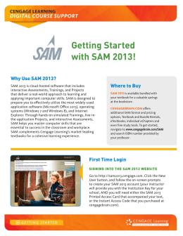 Getting Started with SAM 2013!
