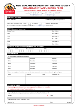 healthcare 99 application - NZ Firefighters` Welfare Society