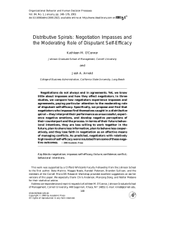 Distributive Spirals: Negotiation Impasses and the Moderating Role