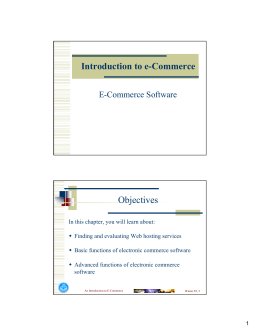 Introduction to e-Commerce Objectives