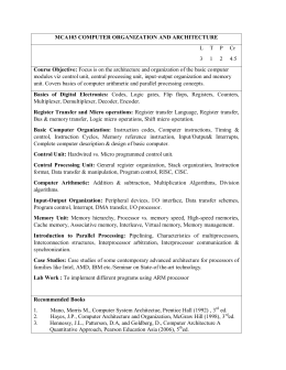 MCA103 COMPUTER ORGANIZATION AND ARCHITECTURE L T P