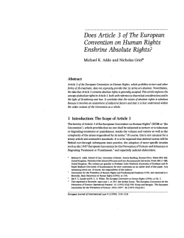 Does Article 3 of The European Convention on Human Rights