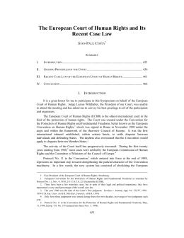 The European Court of Human Rights and Its Recent Case Law