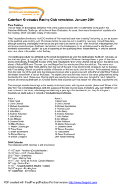 Caterham Graduates Racing Club newsletter, January 2004