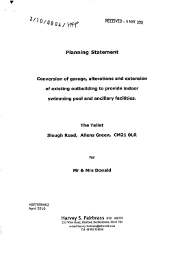 Page 1 */0so., wre RECEIVED - 5 May 2010 Planning Statement