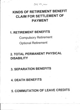 Page 1 KINDS OF RETIREMENT BENEFIT CLAIM FOR
