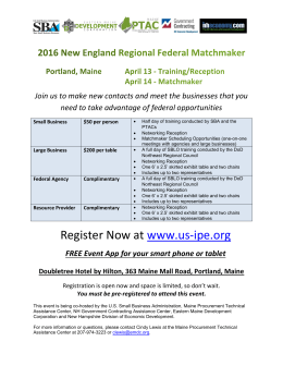 Register Now at www.us-ipe.org - Eastern Maine Development