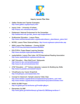 Inquiry Lesson Plan Sites • Galileo Student and Teacher Exemplars