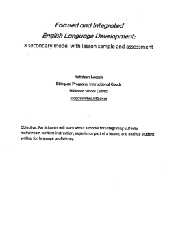What is Focused and Integrated ELD for Secondary?