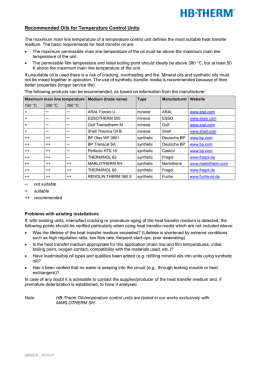 Recommended Oils for Temperature Control Units - HB