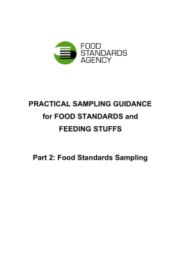 PRACTICAL SAMPLING GUIDANCE for FOOD STANDARDS and