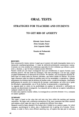 Oral Tests. Strategies for Teachers and Students to Get Rid of Anxiety
