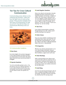 Ten Tips for Cross Cultural Communication