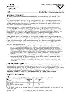 VCE English Assessment Report - 2005