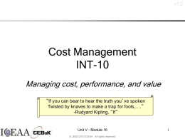 CEBoK Module 16 Cost Management - Presentation