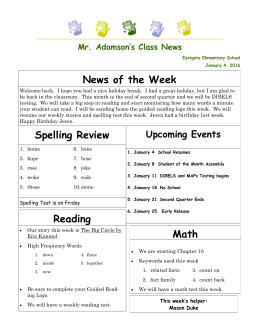 Spelling Review Reading Math News of the Week