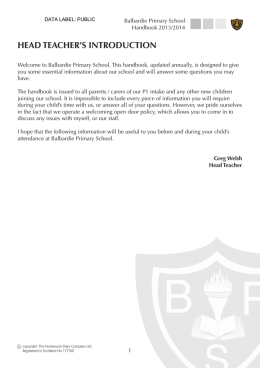 Balbardie Primary School Handbook