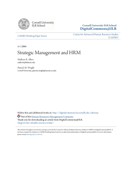 Strategic Management and HRM - DigitalCommons@ILR