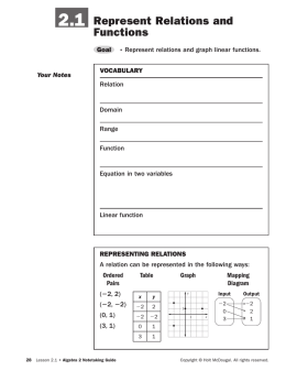 2.1 Represent Relations and Functions