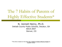7 Habits of Parents of Highly Effective Students