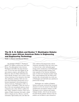 The W. E. B. DuBois and Booker T. Washington Debate: Effects