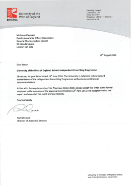 University of West of England response