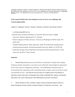Water for rivers: the science and management of environmental flows