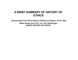 a brief summary of history of ethics