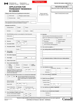 IMM 0008 - Application for Permanent Residence in
