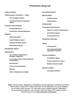 Preventive Drug List