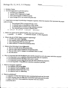 Biology Ch. 13, 14-3, 11