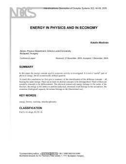 ENERGY IN PHYSICS AND IN ECONOMY