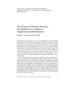 The Purpose of Human Resource Development Is to Improve