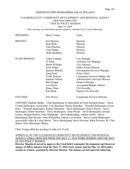 CLEARFIELD CITY COMMUNITY DEVELOPMENT AND RENEWAL