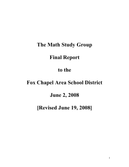 The Math Study Group Final Report to the Fox Chapel Area School