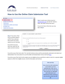 How to Use the Online Claim Submission Tool