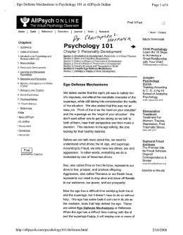 , Ego Defense Mechanisms in Psychology 101 at AllPsych Online