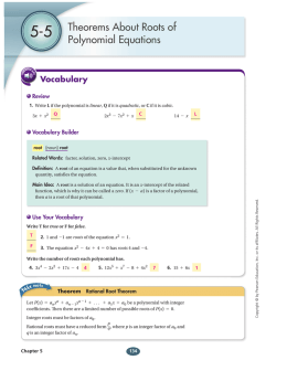 Theorems About Roots of Polynomial Equations
