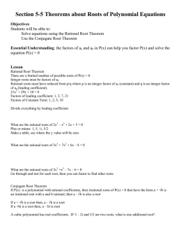 Section 5-5 Theorems about Roots of Polynomial Equations