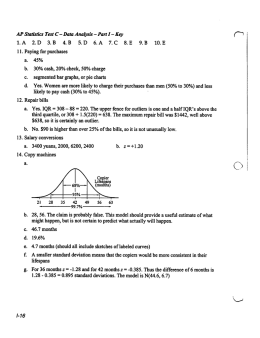 AP Statistics -Linear Regression —Key LB 2.D 3.A 4.A 5.C 6.15 1C 8