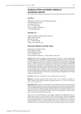 Analysis of flow-correlation attacks in anonymity network Ye Zhu