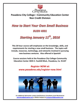 Pasadena City College—Community Education Center Non Credit