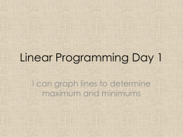 Linear Programming Day 1
