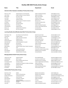 Healthy UND 2020 Priority Action Groups Name Title Department