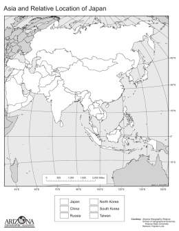 Asia and Relative Location of Japan map
