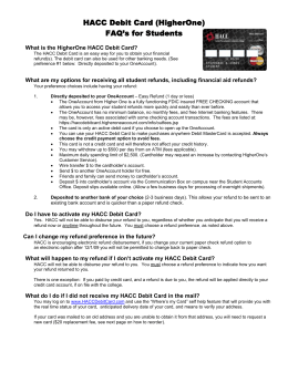HACC Debit Card (HigherOne) FAQ`s for Students