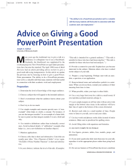 Advice on Giving a Good PowerPoint Presentation