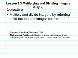 Multiplying and Dividing Integers 2.3 Day 2