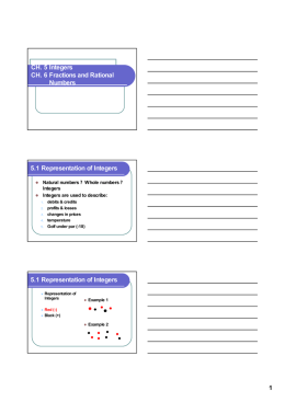 CH. 5 Integers CH. 6 Fractions and Rational Numbers 5.1