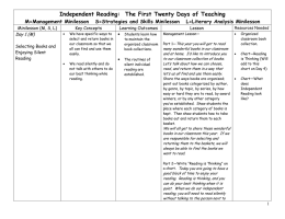 Independent Reading: The First Twenty Days of Teaching